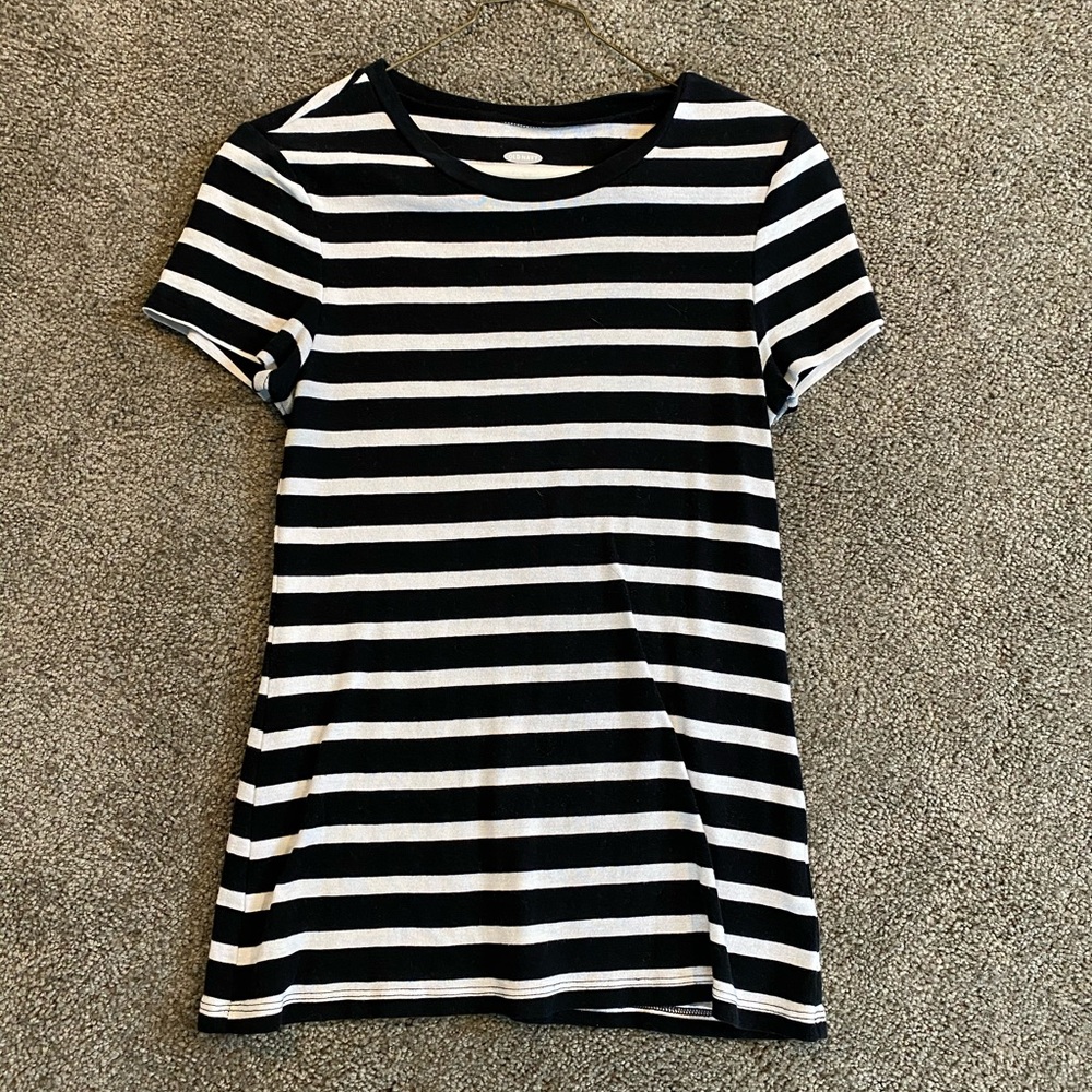 black and white striped top